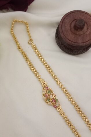 AD stone Peacock Mugapu chain